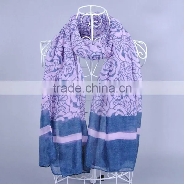 Fashion Flower Pattern Scarf Women Voile Scarves 180*90 Pashmina Shawls Muslim photo-2