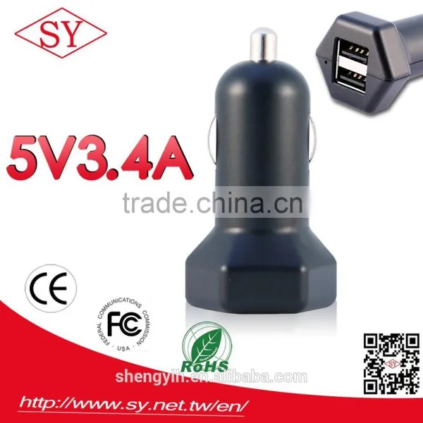 2016 D2 5V 3.4A Factory Direct Supply Dual Usb Car Charger Wholesale Smart Car Usb Charger for Iphone and Android