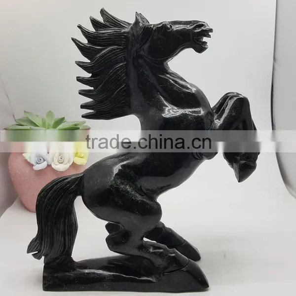 Obsidian Horse Sculpture Animal Carvings Office Ornaments photo-3