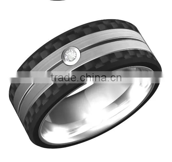 Polished Shiny Rose Gold Plating Tungsten Wedding Bands Ring Inlay Carbon Fiber Rings Bands photo-2