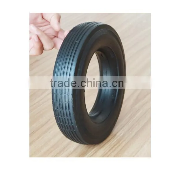 8x1.75 Inch Flat Free Caster Rubber Tire With Rib Tread for Material Handling Equipment