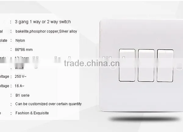 Electrical 250v 10a 86 Type 3 Gang 3 Way Wall Switch photo-2