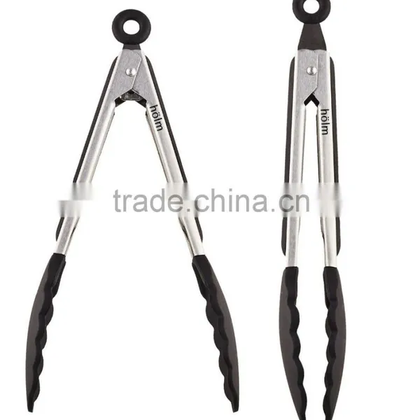 Kitchen Tools OEM Label Silicone Handle Stainless Steel 304 BBQ Tong photo-5