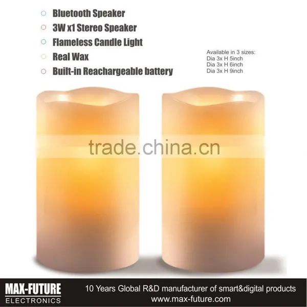 Pillar Real Wax Candle With Bluetooth Speaker LED Candle Light photo-3