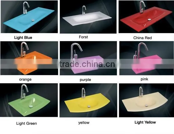 Colorful Glass Basin MDF Cabinet Commercial Bathroom Vanity photo-5