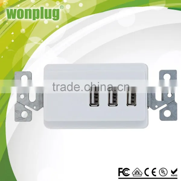 Wonplug Wiring Device3 Port USB Wall Plate Charger photo-2