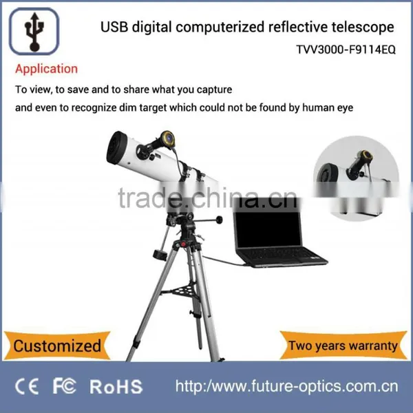 TVV3000-F9114EQ 3.0MP Digital Computerized Reflective Telescope Equipped With Equatorial and Heavy-duty Metal Tripod