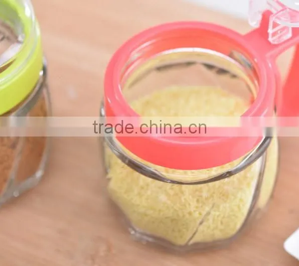 2016 Hot Sale High Kitchen Colored Quality Glass Spice Jar With Spoon photo-2