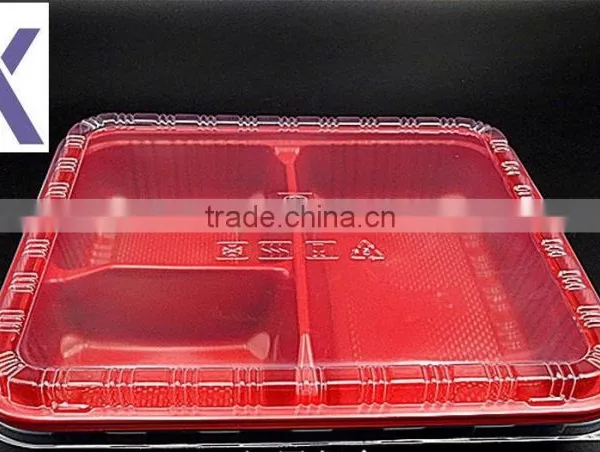 Disposable Take-away Food Container With Lid 3 Compartment Microwavable