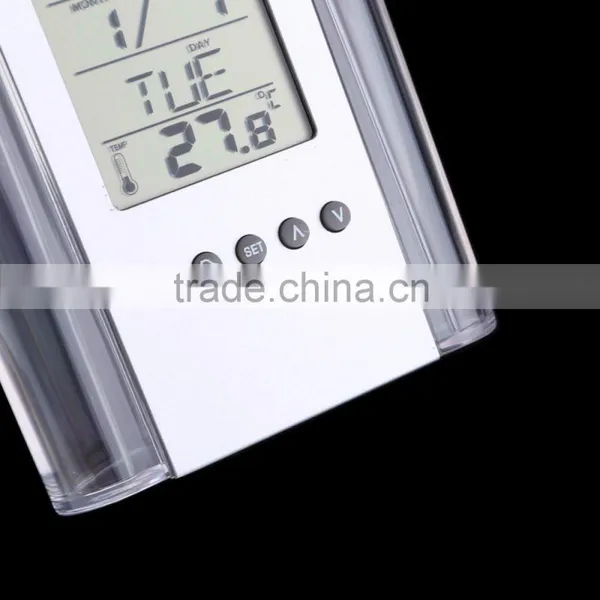 Plastic Transparent Multifunctional Pen Holder Calendar Timer Thermometer Clock photo-5