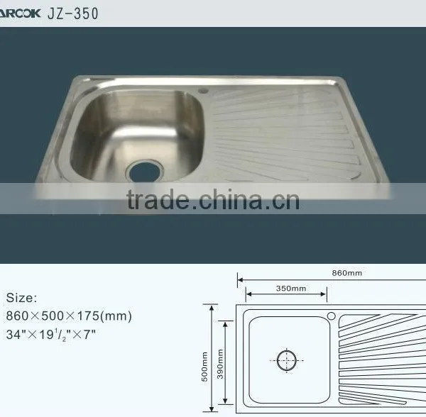 Deep Single Bowl Single Tray 86*50 Stainless Steel Kitchen Sink photo-2