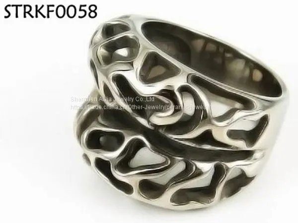 Black Gemstone Titanium Steel Ring Jewerly Silver For Mens photo-3