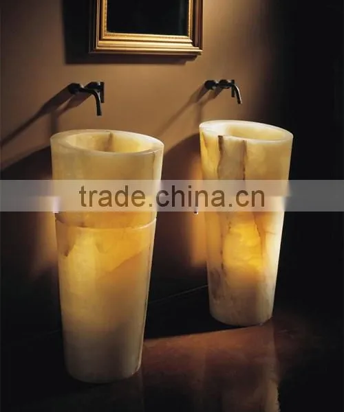 HOT SELLING BACKLIT ONYX PEDESTALS SINKS photo-2