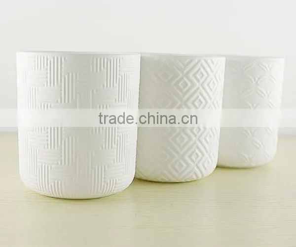 Custom Design Emboss Ceramic Candle Holder,tea Light Candlestick photo-2