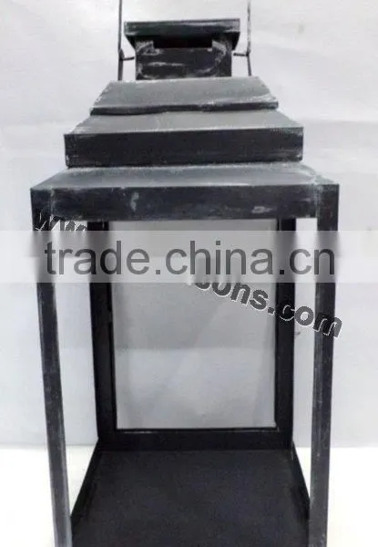 Metal Garden Lantern With Glass and Rope Handle photo-2