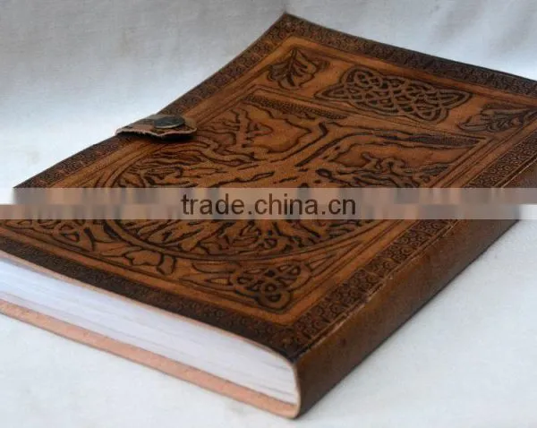 Handmade Vintage Tree of Life Leather Notebook With Button photo-3