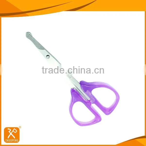 Small Laser Logo Plastic Handle Safety Professional Blunt Nose Hair Scissors photo-2
