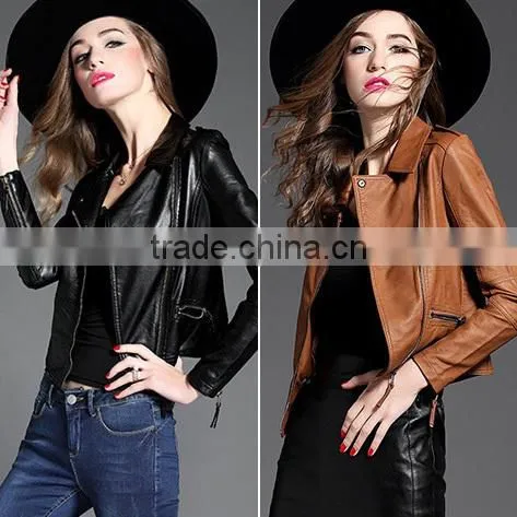 Wholesale Plus Size Autumn Winter Coat and Jackets Women 2017 Winter Apparel Clothes High Quality pu Leather Motorcycle Jacket photo-3