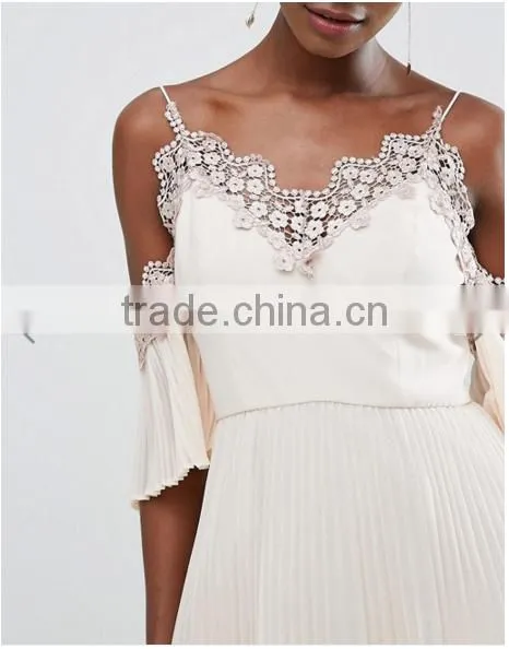 Guangzhou Clothing OEM Embroidered Embellishment Layered Pleated Skirt Dress Patterns Of Latest Fashion Design photo-3