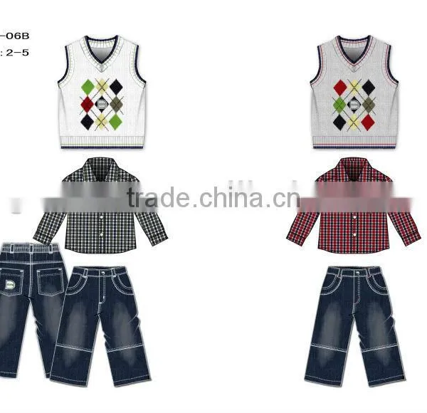 Fashional Winter Boys Sweater 3pcs Set photo-2