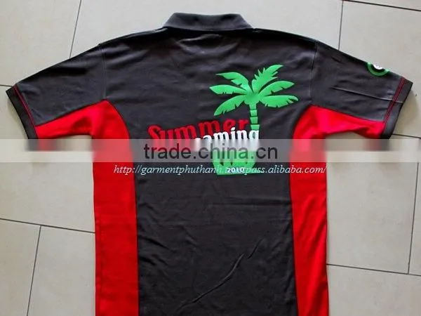 Flock Printed Polo Shirt, Men Polo Shirt, Short Sleeve 100% Polyester photo-4