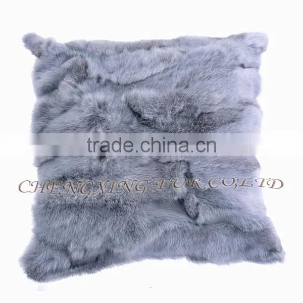 CX-D-17 Home Decoration Pillow Patchwork Real Rabbit Fur Cushion & Pillow Cover photo-4