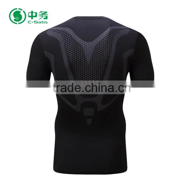High Quality 100% Polyester Quick Dry Plus Size Mens Black Muscle Fit Gym T Shirt photo-2