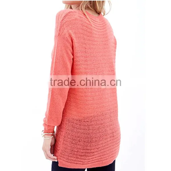Custom Long Sleeve Rib Knit Hem Crew Neck Sweater Knitted Sweater Women photo-2