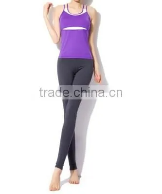 Purple Women 's Aerobics Pant Suit Yoga Shirts Body Building Sexy Clothing