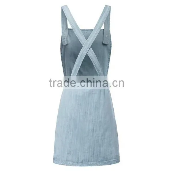 EY0562A 2015 New Style Women Condole Belt Big Pocket Cowboy Dress photo-3
