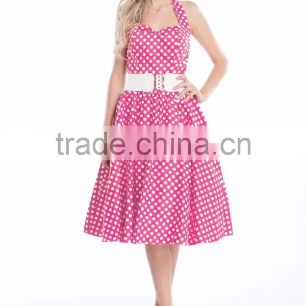 Women's Vintage Rockabilly Swing 1950's Evening Party Dress With Belt photo-2