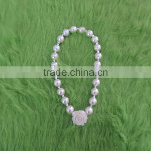 Children Plastic Necklace Girl Party Pearl Necklace With Rose photo-3