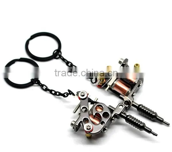 Best Sale Gunmetal Mini Tattoo Machine Key Chains & Key Ring photo-3
