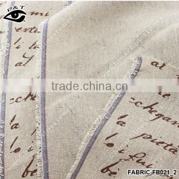 Linen Fabric Vintage Letter Printed Fabric For Household Home Textiles photo-2
