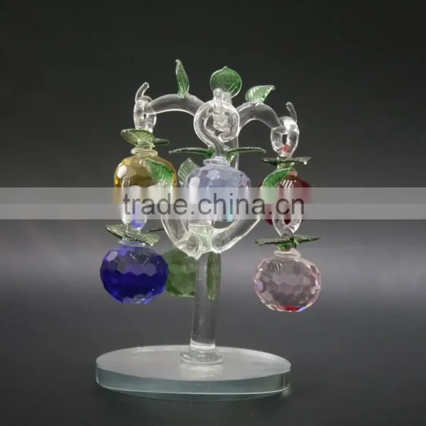 High Quality Faceted Crystal Apple Tree With Metal Leaf Crafts photo-3