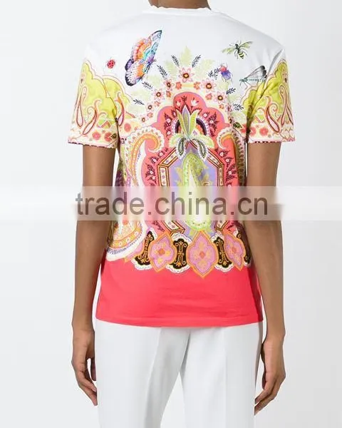 Custom Womens White 100 Cotton Printed t Shirts,Top Quality Short Sleeve V Neck Printed T Shirts For Women photo-5