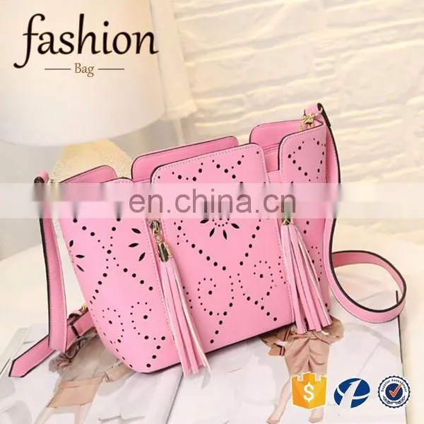 CR High Reputation Manufacture Handbags Latest Model Tassel Bag Long Strap Hollow Pattern Shoulder Bag Handmade Leather Bags