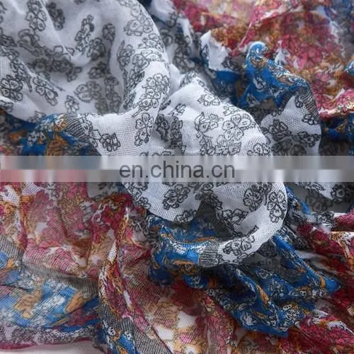 2015 Newest Style Fashion Design Polyester Voile Pleating Shawls(WX025GL) photo-2