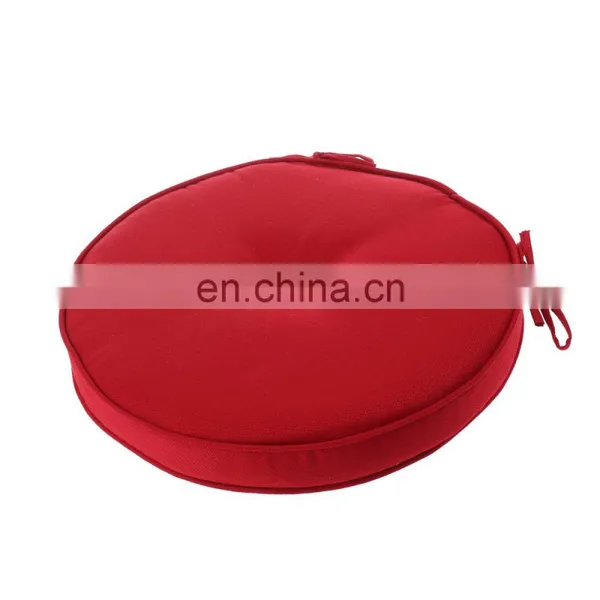Home Decor Indoor/Outdoor Waterproof Solid Red Round Tufted Bistro Cushion With Ties photo-2