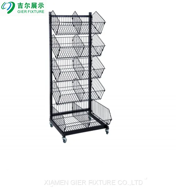 2020 New Style Custom Supermarket Rack Wire Hanging Basket Display Rack