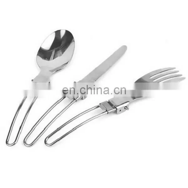 New Design Stainless Steel Folding Spoon Fork Knife Kitchen Cutlery Set photo-3