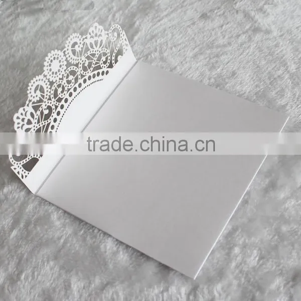2016 Hot Sale White Lace Cut Pocket Classical European Style Wedding Invitations photo-5