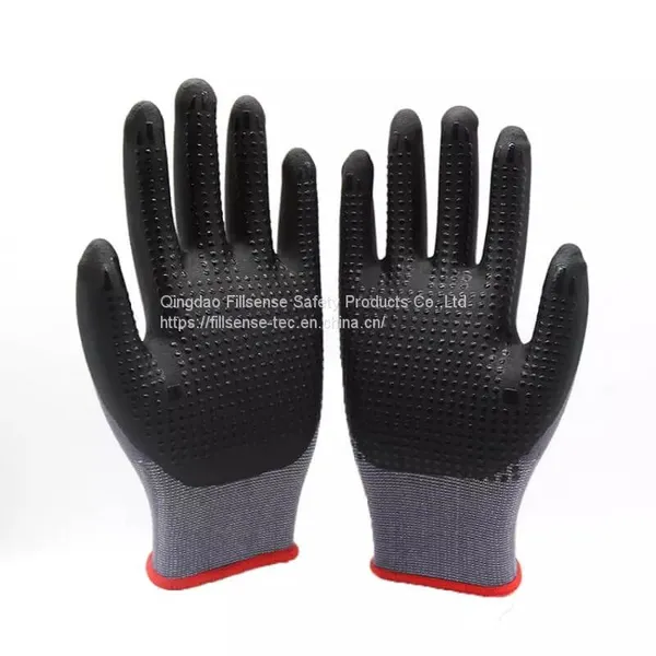 15Gauge Nylon Spandex Liner Nitrile Foam Coated Dotted Gloves With Dots EN388 4131X photo-2