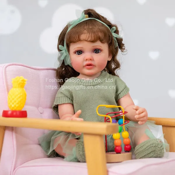 In Stock 22 Inches Cute Girl Reborn Doll Full Body Soft Vinyl Simulation Baby Doll One Piece photo-2