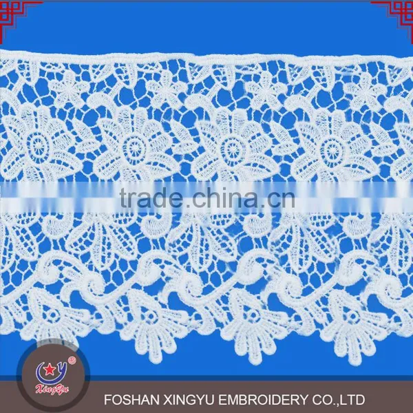 New Design Custom Floral Crochet Lace Collar Neck Applique Sewing Trim White Cotton Dyeable Neckline photo-2