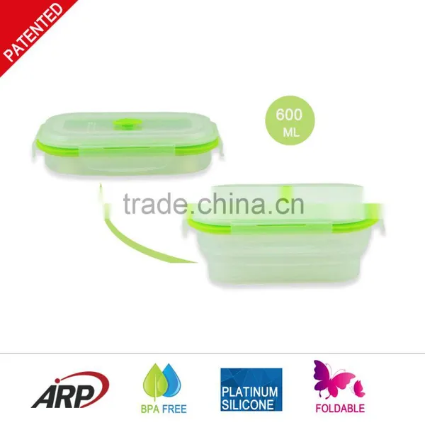 600ml Rectangular Silicone Food Bento Box photo-3