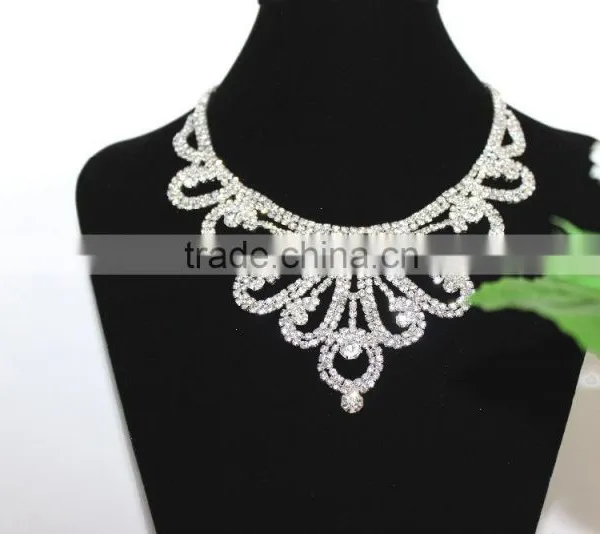 Cheap Silver Bridal Necklace and Earring Sets Wedding Rhinestone Bridal Jewelry Sets photo-3
