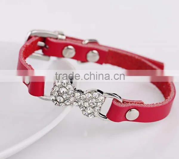 Wholesale Diamond Bone Leather Pet Collar Creative Dog Collars photo-5
