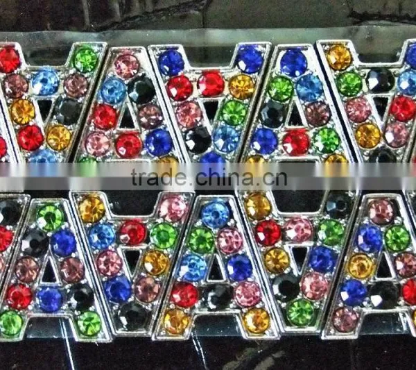 Wholesale Zinc Alloy 10mm Mixed Color Colorful Rhinestones Slide Letters photo-2