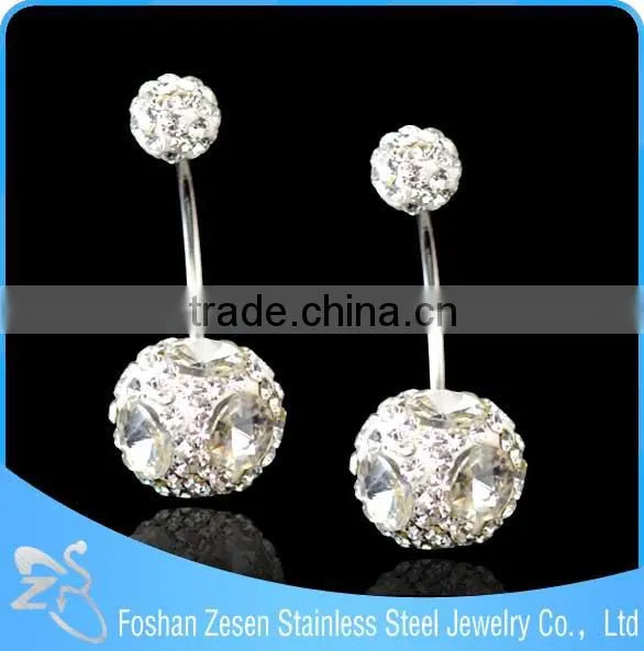 BR01746 Body Piercing Sapphire Crystal Heart Shaped 16 Gauge Navel Rings photo-6
